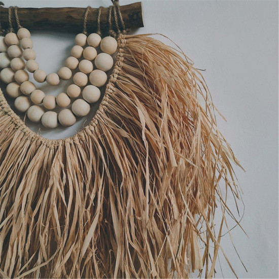 Makrome Duvar Süsü Boncuklu Rafya ipi